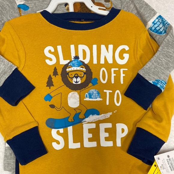NWT carters snug fit lion 100% cotton 4 piece pajama set 12m - Picture 2 of 5